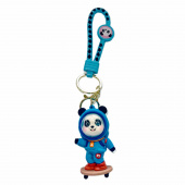 Брелок HTBB19 Панда на скейте синий силикон, металл
