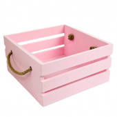 Ящик декоративный из фанеры розовый 200х200х100 веревочная ручка эконом