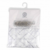 Штора д/ванной 180*180см полиэстер, серая с принтом,12 крючков HTSV100