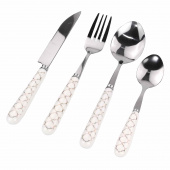 Наб.стол. приборов HTTS18 " Белый мрамор", 4 пр. (вилка, ложка, чайная ложка, нож) керамика, нерж.ст